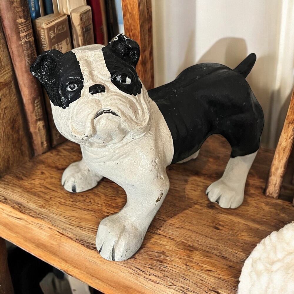RARE VINTAGE Cast Iron Bull Dog Coin Bank / Door Stop MACK Truck? Hubley? 1683